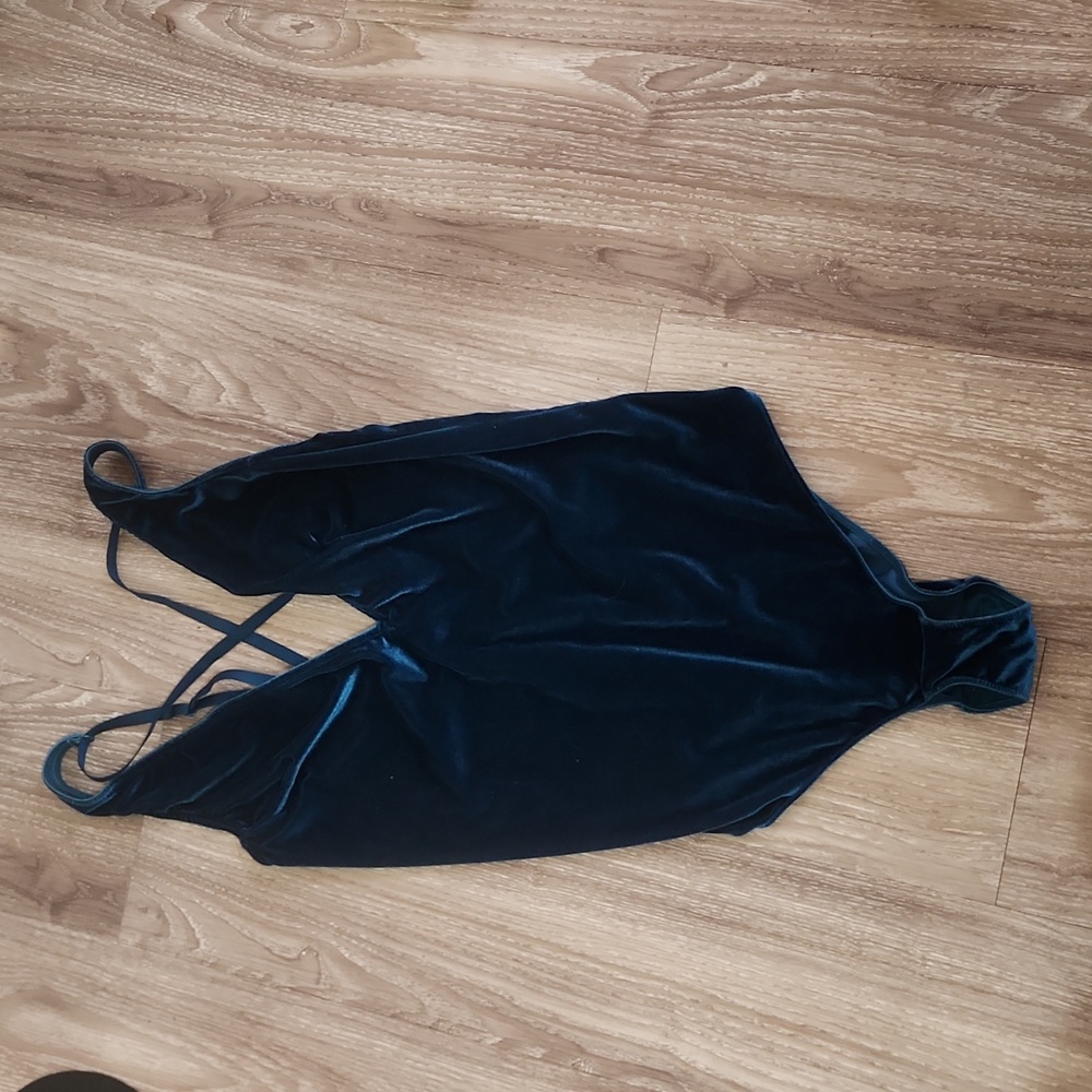 Teal velvet bodysuit